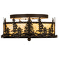 Meyda Lighting Tall Pines 16" 2-Light Oil Rubbed Bronze Flush Mount Light With Beige Art Shade Glass