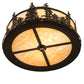 Meyda Lighting Tall Pines 16" 2-Light Oil Rubbed Bronze Flush Mount Light With Beige Art Shade Glass