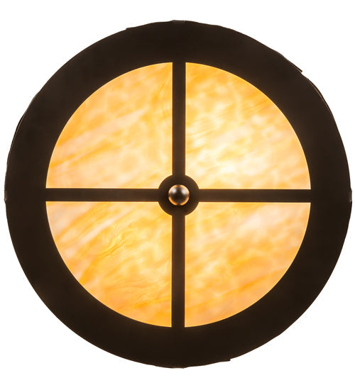 Meyda Lighting Tall Pines 16" 2-Light Oil Rubbed Bronze Flush Mount Light With Beige Art Shade Glass