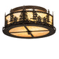 Meyda Lighting Tall Pines 16" 2-Light Oil Rubbed Bronze Flush Mount Light With Beige Art Shade Glass