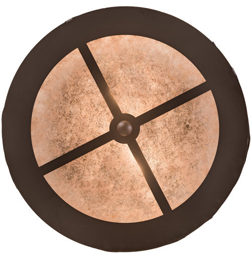 Meyda Lighting Tall Pines 16" 2-Light Oil Rubbed Bronze Flush Mount Light With Silver Mica Shade Glass