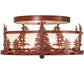 Meyda Lighting Tall Pines 16" 2-Light Rust Flush Mount Light With Angelwing Idalight Shade