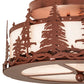 Meyda Lighting Tall Pines 16" 2-Light Rust Flush Mount Light With Angelwing Idalight Shade