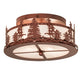 Meyda Lighting Tall Pines 16" 2-Light Rust Flush Mount Light With Angelwing Idalight Shade