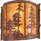 Meyda Lighting Tall Pines 16" 2-Light Rust Wall Sconce With Amber Mica Shade Glass