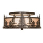 Meyda Lighting Tall Pines 16" 2-Light Timeless Bronze Flush Mount Light With Silver Mica Shade Glass
