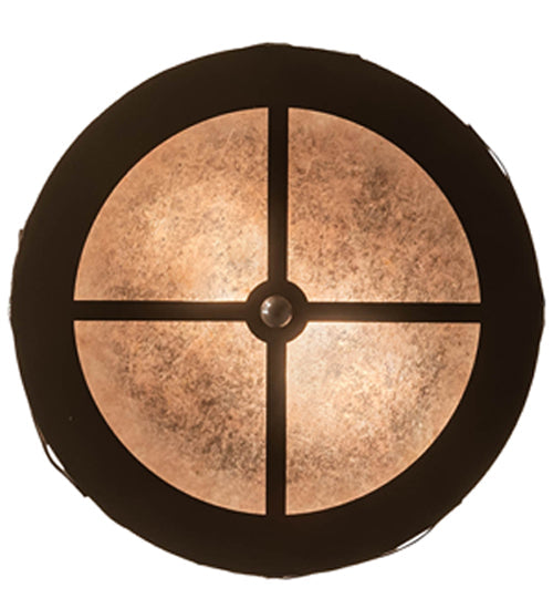 Meyda Lighting Tall Pines 16" 2-Light Timeless Bronze Flush Mount Light With Silver Mica Shade Glass