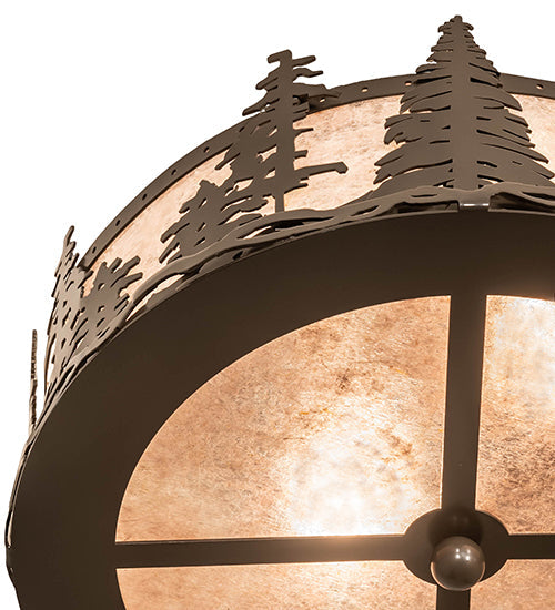 Meyda Lighting Tall Pines 16" 2-Light Timeless Bronze Flush Mount Light With Silver Mica Shade Glass