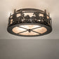 Meyda Lighting Tall Pines 16" 2-Light Timeless Bronze Running Horses Flush Mount Light With Silver Mica Shade Glass