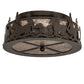 Meyda Lighting Tall Pines 16" 2-Light Timeless Bronze Running Horses Flush Mount Light With Silver Mica Shade Glass