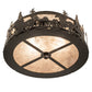 Meyda Lighting Tall Pines 16" 2-Light Timeless Bronze Running Horses Flush Mount Light With Silver Mica Shade Glass