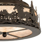 Meyda Lighting Tall Pines 16" 2-Light Timeless Bronze Running Horses Flush Mount Light With Silver Mica Shade Glass