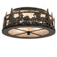 Meyda Lighting Tall Pines 16" 2-Light Timeless Bronze Running Horses Flush Mount Light With Silver Mica Shade Glass