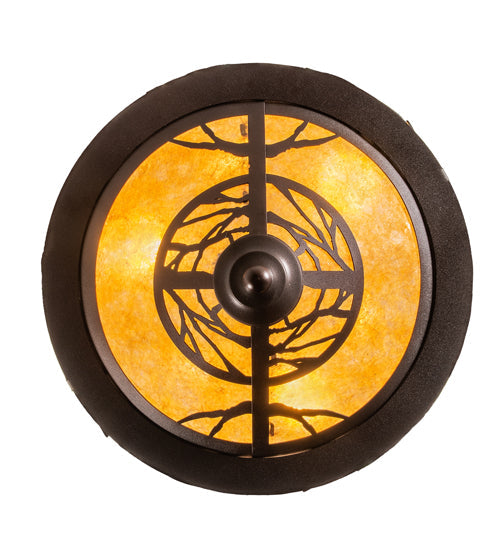 Meyda Lighting Tall Pines 16" 6-Light Mahogany Bronze Inverted Pendant Light With Amber Mica Shade Glass