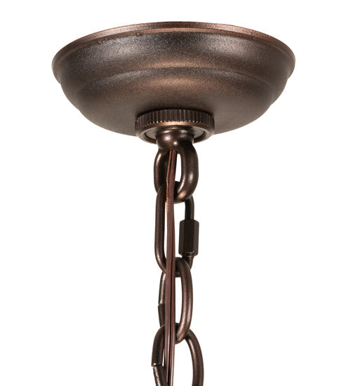Meyda Lighting Tall Pines 16" 6-Light Mahogany Bronze Inverted Pendant Light With Amber Mica Shade Glass