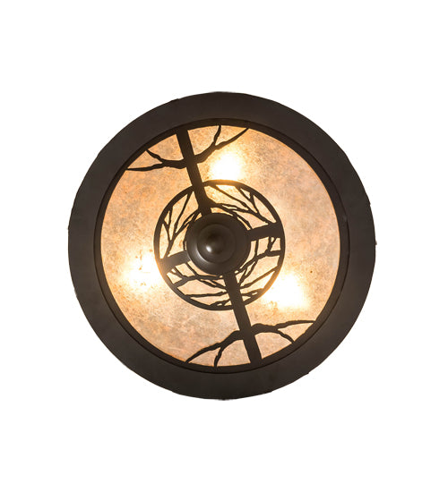 Meyda Lighting Tall Pines 16" 6-Light Oil Rubbed Bronze Inverted Pendant Light With Silver Mica Shade Glass