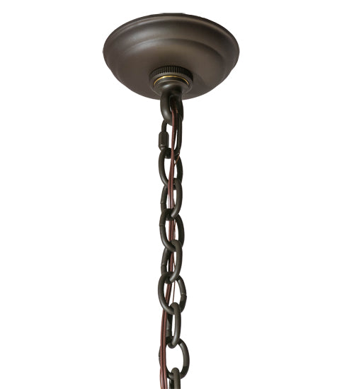 Meyda Lighting Tall Pines 16" 6-Light Oil Rubbed Bronze Inverted Pendant Light With Silver Mica Shade Glass