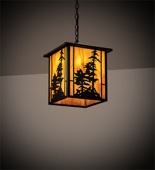 Meyda Lighting Tall Pines 16" Oil Rubbed Bronze Ceiling Pendant Light With Ambra Siena Idalight Shade