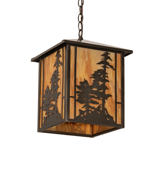 Meyda Lighting Tall Pines 16" Oil Rubbed Bronze Ceiling Pendant Light With Ambra Siena Idalight Shade