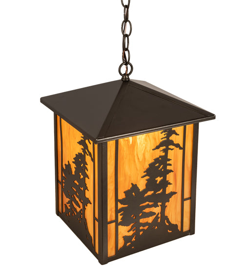Meyda Lighting Tall Pines 16" Oil Rubbed Bronze Ceiling Pendant Light With Ambra Siena Idalight Shade