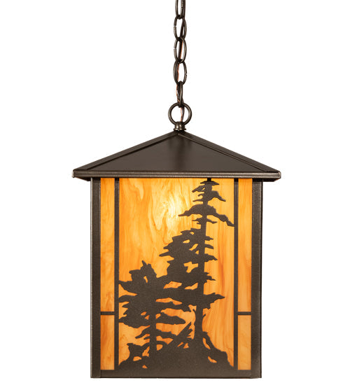 Meyda Lighting Tall Pines 16" Oil Rubbed Bronze Ceiling Pendant Light With Ambra Siena Idalight Shade