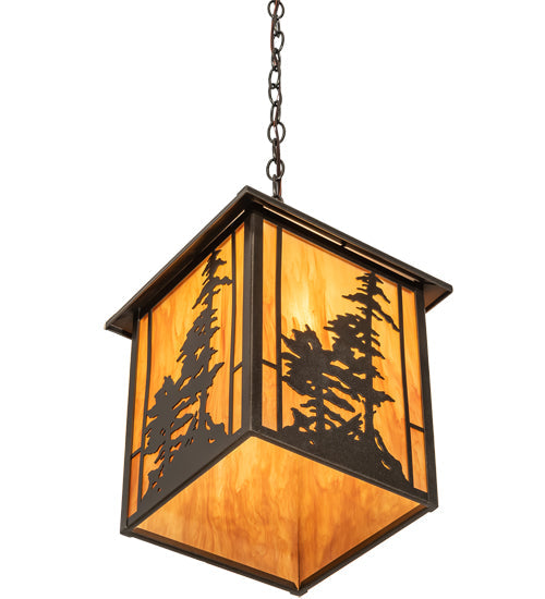 Meyda Lighting Tall Pines 16" Oil Rubbed Bronze Ceiling Pendant Light With Ambra Siena Idalight Shade