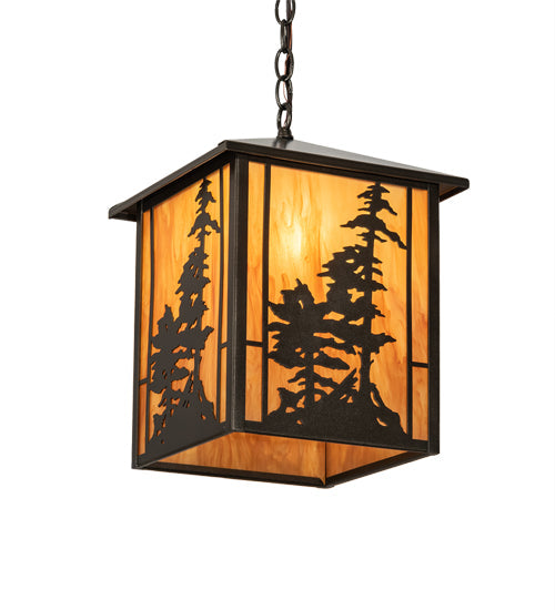 Meyda Lighting Tall Pines 16" Oil Rubbed Bronze Ceiling Pendant Light With Ambra Siena Idalight Shade