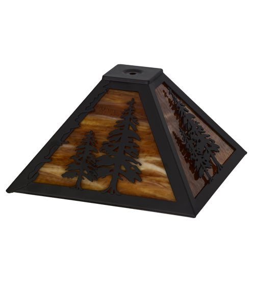 Meyda Lighting Tall Pines 16" Oil Rubbed Bronze Frame With Honey Art Shade Glass