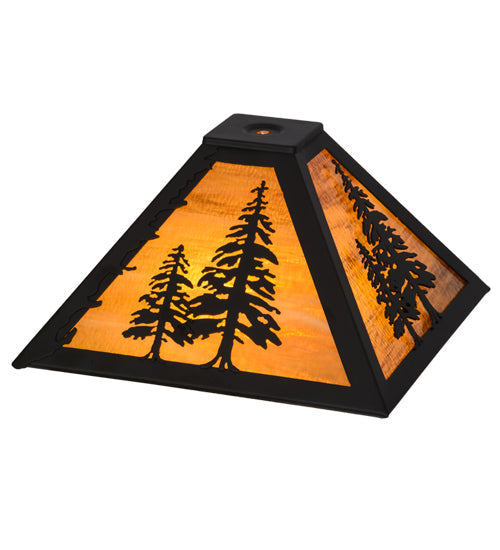 Meyda Lighting Tall Pines 16" Oil Rubbed Bronze Frame With Honey Art Shade Glass