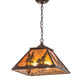 Meyda Lighting Tall Pines 16"Sq 2-Light Cafe Noir Pendant Light With Amber Mica Shade Glass