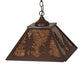 Meyda Lighting Tall Pines 16"Sq 2-Light Cafe Noir Pendant Light With Amber Mica Shade Glass