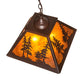 Meyda Lighting Tall Pines 16"Sq 2-Light Cafe Noir Pendant Light With Amber Mica Shade Glass