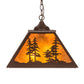 Meyda Lighting Tall Pines 16"Sq 2-Light Cafe Noir Pendant Light With Amber Mica Shade Glass