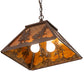 Meyda Lighting Tall Pines 16"Sq 2-Light Cafe Noir Pendant Light With Amber Mica Shade Glass
