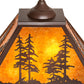 Meyda Lighting Tall Pines 16"Sq 2-Light Cafe Noir Pendant Light With Amber Mica Shade Glass