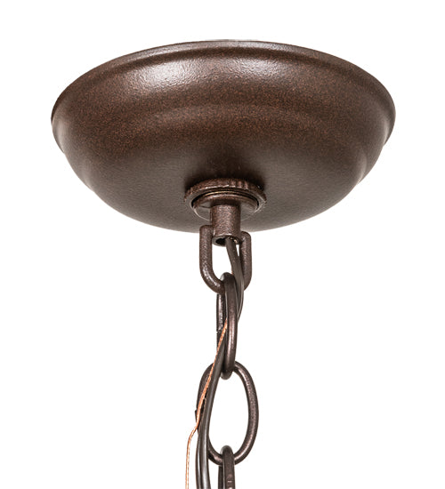 Meyda Lighting Tall Pines 16"Sq 2-Light Cafe Noir Pendant Light With Amber Mica Shade Glass
