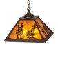 Meyda Lighting Tall Pines 16"Sq 2-Light Cafe Noir Pendant Light With Amber Mica Shade Glass