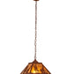 Meyda Lighting Tall Pines 16"Sq 2-Light Red Rust Pendant Light With Amber Mica Shade Glass