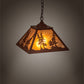 Meyda Lighting Tall Pines 16"Sq 2-Light Red Rust Pendant Light With Amber Mica Shade Glass