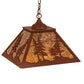 Meyda Lighting Tall Pines 16"Sq 2-Light Red Rust Pendant Light With Amber Mica Shade Glass