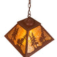 Meyda Lighting Tall Pines 16"Sq 2-Light Red Rust Pendant Light With Amber Mica Shade Glass