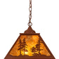 Meyda Lighting Tall Pines 16"Sq 2-Light Red Rust Pendant Light With Amber Mica Shade Glass