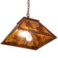Meyda Lighting Tall Pines 16"Sq 2-Light Red Rust Pendant Light With Amber Mica Shade Glass