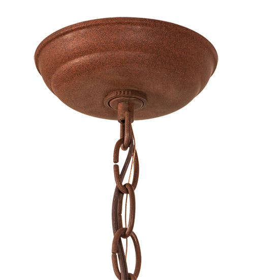 Meyda Lighting Tall Pines 16"Sq 2-Light Red Rust Pendant Light With Amber Mica Shade Glass