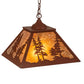Meyda Lighting Tall Pines 16"Sq 2-Light Red Rust Pendant Light With Amber Mica Shade Glass