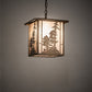 Meyda Lighting Tall Pines 17" Antique Copper Lantern Pendant Light With Silver Mica Shade Glass