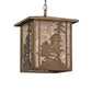 Meyda Lighting Tall Pines 17" Antique Copper Lantern Pendant Light With Silver Mica Shade Glass