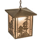 Meyda Lighting Tall Pines 17" Antique Copper Lantern Pendant Light With Silver Mica Shade Glass