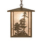 Meyda Lighting Tall Pines 17" Antique Copper Lantern Pendant Light With Silver Mica Shade Glass