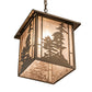 Meyda Lighting Tall Pines 17" Antique Copper Lantern Pendant Light With Silver Mica Shade Glass